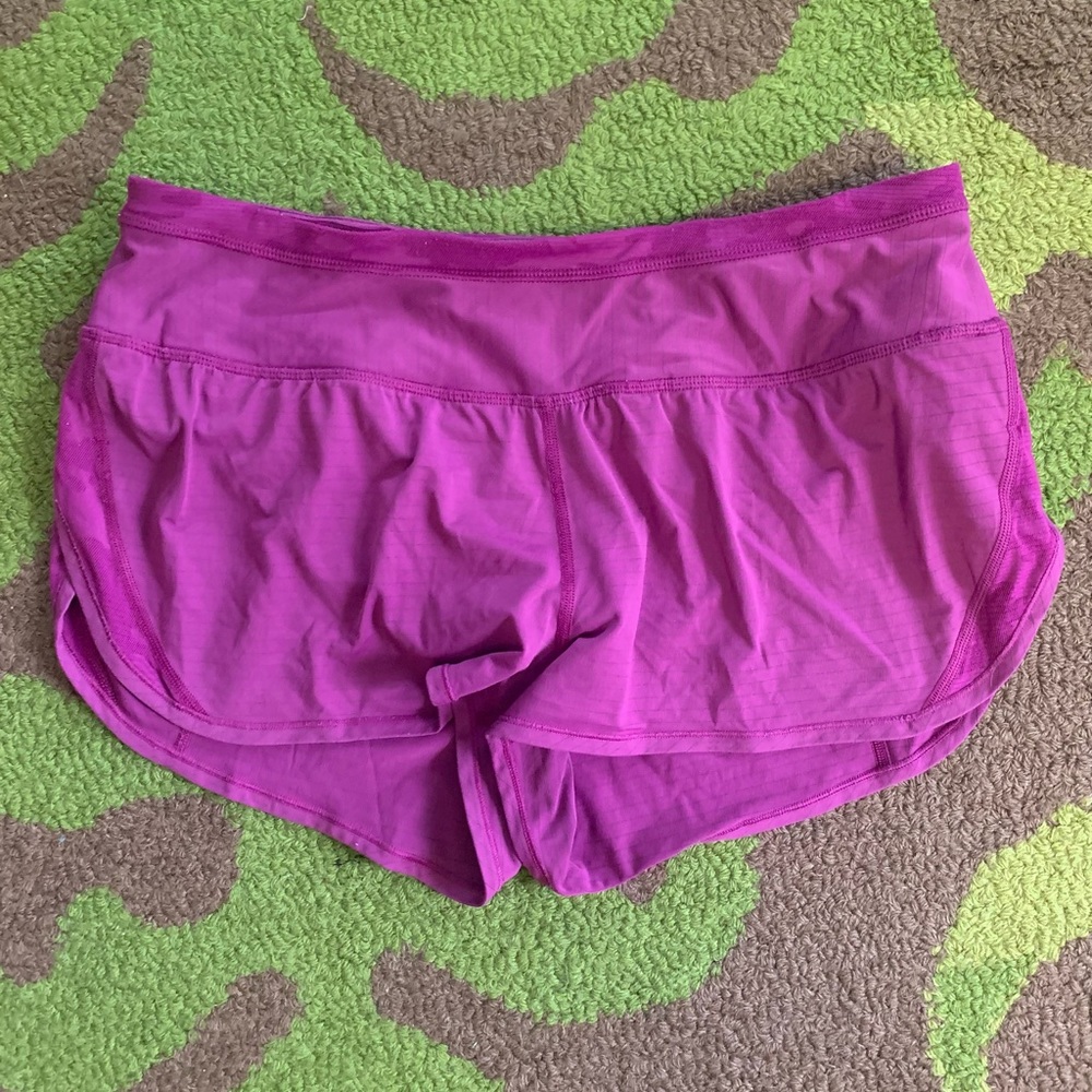 Lululemon purple and grey striped shorts
